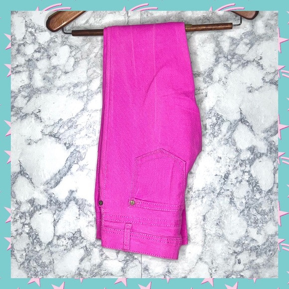 Hot Kiss Neon Hot Pink Y2K Lily Skinny Denim Jeans Juniors 3 - Picture 1 of 9